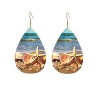 Acrylic Hoop Earrings for Women Dangle Earring Gold Fashion Boho Drop Dangle Earrings Seashells on the sandy beach Hypoallergenic Silver Teardrop Earring Jewelry Gift Valentine's Day, One Size, No