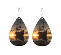 Acrylic Hoop Earrings for Women Dangle Earring Gold Fashion Boho Drop Dangle Earrings Ship in The Lake Sunset Hypoallergenic Silver Teardrop Earring Jewelry Gift Valentine's Day, One Size, No Gemstone