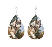 Acrylic Hoop Earrings for Women Dangle Earring Gold Fashion Boho Drop Dangle Earrings Snow Mountain Wild Wolf Hypoallergenic Silver Teardrop Earring Jewelry Gift Valentine's Day, One Size, No Gemstone