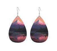 Acrylic Hoop Earrings for Women Dangle Earring Gold Fashion Boho Drop Dangle Earrings Sunset landscape Mountains Lake Hypoallergenic Silver Teardrop Earring Jewelry Gift Valentine's Day, One Size, No