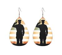 Acrylic Hoop Earrings for Women Dangle Earring Gold Fashion Boho Drop Dangle Earrings Thank You Soldier Saluting America Flag Hypoallergenic Silver Teardrop Earring Jewelry Gift Valentine's Day, One