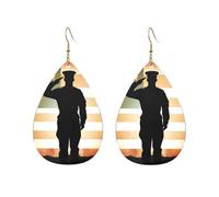 Acrylic Hoop Earrings for Women Dangle Earring Gold Fashion Boho Drop Dangle Earrings Thank You Soldier Saluting America Flag Hypoallergenic Silver Teardrop Earring Jewelry Gift Valentine's Day, One