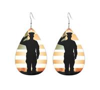 Acrylic Hoop Earrings for Women Dangle Earring Gold Fashion Boho Drop Dangle Earrings Thank You Soldier Saluting America Flag Hypoallergenic Silver Teardrop Earring Jewelry Gift Valentine's Day, One