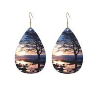 Acrylic Hoop Earrings for Women Dangle Earring Gold Fashion Boho Drop Dangle Earrings Tree branch silhouette at dusk Hypoallergenic Silver Teardrop Earring Jewelry Gift Valentine's Day, One Size, No