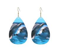 Acrylic Hoop Earrings for Women Dangle Earring Gold Fashion Boho Drop Dangle Earrings Two dolphins in the water Hypoallergenic Silver Teardrop Earring Jewelry Gift Valentine's Day, One Size, No