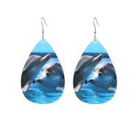 Acrylic Hoop Earrings for Women Dangle Earring Gold Fashion Boho Drop Dangle Earrings Two dolphins in the water Hypoallergenic Silver Teardrop Earring Jewelry Gift Valentine's Day, One Size, No