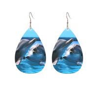 Acrylic Hoop Earrings for Women Dangle Earring Gold Fashion Boho Drop Dangle Earrings Two dolphins in the water Hypoallergenic Silver Teardrop Earring Jewelry Gift Valentine's Day, One Size, No