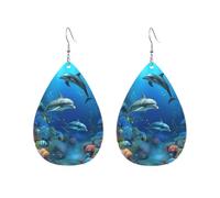 Acrylic Hoop Earrings for Women Dangle Earring Gold Fashion Boho Drop Dangle Earrings Underwater World Dolphins Coral Hypoallergenic Silver Teardrop Earring Jewelry Gift Valentine's Day, One Size, No