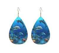 Acrylic Hoop Earrings for Women Dangle Earring Gold Fashion Boho Drop Dangle Earrings Underwater World Dolphins Coral Hypoallergenic Silver Teardrop Earring Jewelry Gift Valentine's Day, One Size, No