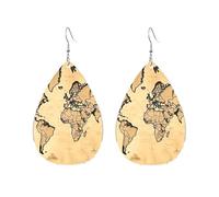 Acrylic Hoop Earrings for Women Dangle Earring Gold Fashion Boho Drop Dangle Earrings Vintage World Map Hypoallergenic Silver Teardrop Earring Jewelry Gift Valentine's Day, One Size, No Gemstone