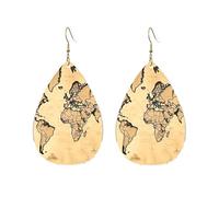 Acrylic Hoop Earrings for Women Dangle Earring Gold Fashion Boho Drop Dangle Earrings Vintage World Map Hypoallergenic Silver Teardrop Earring Jewelry Gift Valentine's Day, One Size, No Gemstone