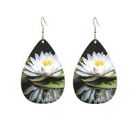 Acrylic Hoop Earrings for Women Dangle Earring Gold Fashion Boho Drop Dangle Earrings White water lily Hypoallergenic Silver Teardrop Earring Jewelry Gift Valentine's Day, One Size, No Gemstone