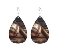 Acrylic Hoop Earrings for Women Dangle Earring Silver Fashion Boho Drop Dangle Earrings Baseball on Wooden Hypoallergenic Silver Teardrop Earring Jewelry Gift Valentine's Day