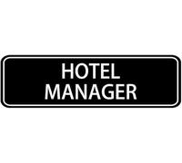 Acrylic Hotel Manager Sign, Thick Self-Adhesive, for Homes, Businesses, Restaurants & Offices, Black, Easy to Mount, 3x9 inch.