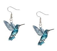 Acrylic Hummingbird Earrings Colorful Bird Dangle Drop Earring for Women, Acrylic, glitter