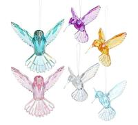 Acrylic Hummingbird Ornament 6pcs for Home Halloween Hanging Decor | Iridescent Bird Pendant Set, Bedrooms and Easter Tree Decorations, Delicate Lovely Design for Family