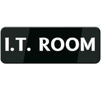 Acrylic I.T. Room Sign - Black & White Wall Decal for Office Buildings, Data Centers, and Tech Company Facilities, 3x9 Inch.