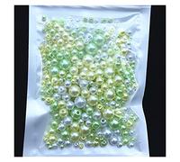 Acrylic Imitation Pearls, Pearls for Jewelry Makin Acrylic Imitation Pearl Beads with Hole 150-200Pcs Multicolor 3/4/5/6/8mm for Jewelry Making(Mix Yellow Green)