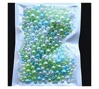 Acrylic Imitation Pearls, Pearls for Jewelry Makin Acrylic Imitation Pearl Beads with Hole 150-200Pcs Multicolor 3/4/5/6/8mm for Jewelry Making(Mix Blue Green)