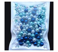 Acrylic Imitation Pearls, Pearls for Jewelry Makin Acrylic Imitation Pearl Beads with Hole 150-200Pcs Multicolor 3/4/5/6/8mm for Jewelry Making(Mix Double Blue)