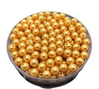Acrylic Imitation Pearls, Pearls for Jewelry Makin Acrylic Round Imitation Pearl Spacer Beads Multicolor 8mm DIY Jewelry Making Pack of 50(Gold)