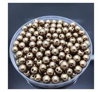 Acrylic Imitation Pearls, Pearls for Jewelry Makin Acrylic Round Imitation Pearl Spacer Beads Multicolor 8mm DIY Jewelry Making Pack of 50(Brown)