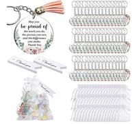 Acrylic Inspirational Keychains | 48 Sets of Acrylic Appreciation Keychain for Teachers | Thank You Keyrings with Organza Bags Cards, Supplies for Families