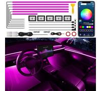 Acrylic Interior Car LED Strip Light with Wireless APP, 14 in 1 with 175 inches 593 LEDs Neon LED Strip Light, RGB Colors Dynamic Music Sync Car Ambient Lighting Kits