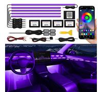 Acrylic Interior Car LED Strip Light with Wireless APP, RGB 10 in 1 with 175 inches 593 LEDs Fiber Optic Ambient Lighting Kits, 16 Million Colors Sound Active Function Car Neon Lights