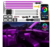 Acrylic Interior Car LED Strip Light with Wireless APP, RGB 14 in 1 with 175 inches 593 LEDs Fiber Optic Ambient Lighting Kits, 16 Million Colors Sound Active Function Car Neon Lights