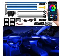Acrylic Interior Car LED Strip Light with Wireless APP, RGB 18 in 1 with 175 inches 593 LEDs Fiber Optic Ambient Lighting Kits, 16 Million Colors Sound Active Function Car Neon Lights