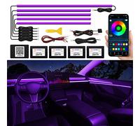 Acrylic Interior Car LED Strip Light with Wireless APP, RGB 6 in 1 with 175 inches 593 LEDs Fiber Optic Ambient Lighting Kits, 16 Million Colors Sound Active Function Car Neon Lights
