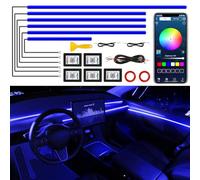 Acrylic Interior LED Strip Light With Wireless APP, 6 in 1 Car Accessories, 175 Inches 593 LEDs Fiber Optic Ambient Lighting Kits, RGB Dynamic Music Sync Neon Strip for Vehicle