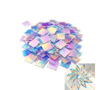 Acrylic Iridescent Radiant Sheet - Rainbow Holographic Cube 2x2x0.5cm | Double Sided Light Reflective Craft Display Piece Mini Prism Decorative Block for Photography Art Projects