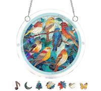 Acrylic Jigsaw Puzzle Suncatcher - 20cm/7.8in Acrylic DIY Sun Catcher Puzzles Kit with Frame and Chain,Home Garden Decor Window Hanging Ornament Art Gift for Women,Mom,Wife,Friends (B)