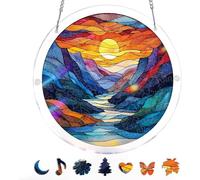 Acrylic Jigsaw Puzzle Suncatcher 83 Pieces, Unique DIY Dawn Blossom Sea Sun Catchers Puzzles Kit for Home Doors Garden Window Hanging Decor (C, 8.2in)