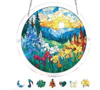 Acrylic Jigsaw Puzzle Suncatcher 83 Pieces, Unique DIY Dawn Blossom Sea Sun Catchers Puzzles Kit for Home Doors Garden Window Hanging Decor (B, 8.9in)