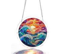Acrylic Jigsaw Puzzle Suncatcher, Colorful Sunrise Sun Catchers, DIY Suncatcher Kits for Adults, Home Decor Gift for Women, Mom, Friends (Dawn Blossom Sea, Large)
