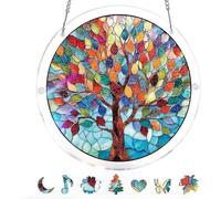 Acrylic Jigsaw Puzzle Suncatcher, DIY Stained Glass Window Hanging Decor, Shatterproof Rainbow Maker Acrylic Puzzle Kit for Adults, Unique Birthday for Mom Women (M,9in)