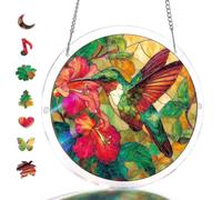 Acrylic Jigsaw Puzzle Suncatcher-Emerald Flame Hummingbird, Suncatcher Puzzle Kit Window Hanging,Room Home Garden Decor,Stained Glass Puzzle Suncatcher,Mom Birthday Gifts for Women Wife(8.6in)
