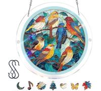 Acrylic Jigsaw Puzzle Suncatcher,Glowing Feather Haven Sun Catchers Puzzle,Flowers Hummingbird Moonlit Dragonfly Suncatcher Puzzles Kit,Home Creative Decor,Gift for Women, Mom,Friends