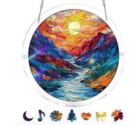 Acrylic Jigsaw Puzzle Suncatcher - Moonlit Riverscape,Window Suncatcher Acrylic Puzzle,83 Pieces Suncatcher Kits For Adults, Home Decor Gift For Women Men Mom Birthday Gift (A, S-7.4IN)
