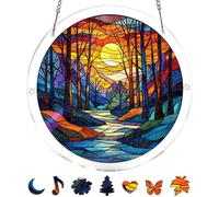 Acrylic Jigsaw Puzzle Suncatcher - Moonlit Riverscape,Window Suncatcher Acrylic Puzzle,83 Pieces Suncatcher Kits For Adults, Home Decor Gift For Women Men Mom Birthday Gift (E, S-7.4IN)