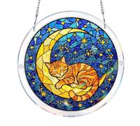 Acrylic Jigsaw Puzzle Suncatcher, Stained Glass Window Hanging Decor, Acrylic Sun Catcher with Frame and Chain, DIY Window Art Gift for Mom and Friends Mother's Day Christmas Birthday Gifts E