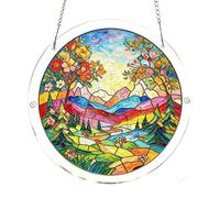 Acrylic Jigsaw Puzzle Suncatcher, Stained Glass Window Hanging Decor, Acrylic Sun Catcher with Frame and Chain, DIY Window Art Gift for Mom and Friends Mother's Day Christmas Birthday Gifts R