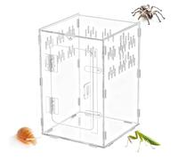 Acrylic Jumping Spider Cage - Secure Ventilated, Mini Habitat with Climbing Branch Zone, Jumping Terrarium, Portable Feedin with Hideouts | Great Spider Keepers, Collectors, Science Learnin