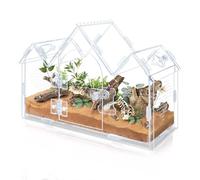 Acrylic Jumping Spider Enclosure, 24x11x17CM Versatile Tarantula Enclosure, Jumping Spider Accessories with Front Opening Door& Feeding Holes, Castle Style Insect Terrarium Kit