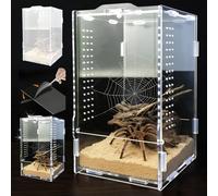 Acrylic Jumping Spider Enclosure,7.8"x4.7x4.3" Mantis Enclosure,Front Opening Tank For Spiders, Stick Insect,Tarantula,Snail, Praying Mantis,and Small Reptiles,360° Ventilated Frog Tank