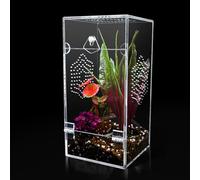 Acrylic Jumping Spider Enclosure, Secure Front Opening Door, 4 * 4 * 8 inch, Ventilated Habitat for Tarantulas, Mantis, Hermit Crabs & Small Pets