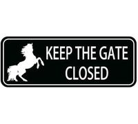 Acrylic Keep The Gate is Closed_ Horse Graphic Sign, Self-Adhesive for Front Door_Wall, Easy Installation, for Home, Farm & Equestrian Offices, 3x9 inch.